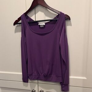 So Nikki Purple Cold Shoulder Blouse